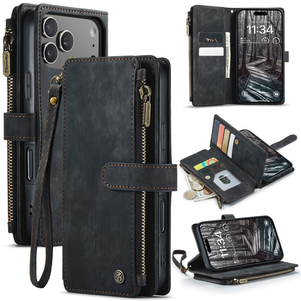 CASEME iPhone 17 Pro fodral med stativ - svart