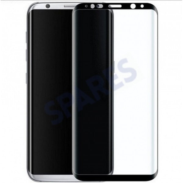 S8 Plus Tempered Asahi svart Glass 0.33mm BULK