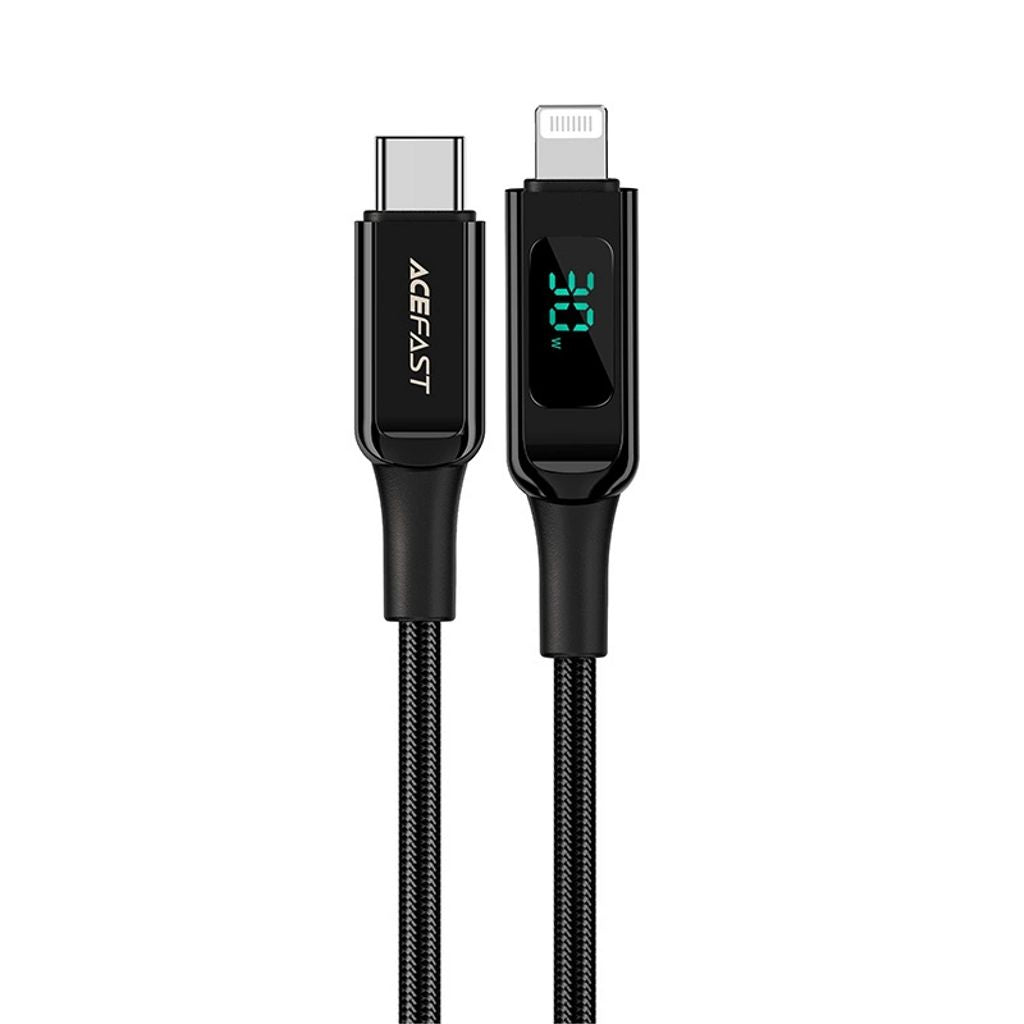 Acefast USB-C to Lightning MFI kabel, 30W, 3A, 1.2m - svart