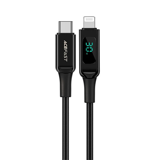 Acefast USB-C to Lightning MFI kabel, 30W, 3A, 1.2m - svart