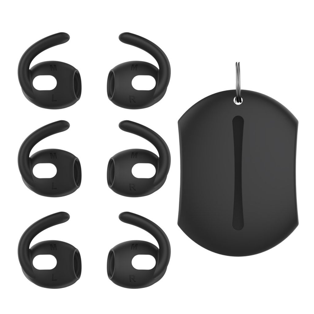 AHASTYLE Apple AirPods Pro 3 Ear Hooks 3 Pairs, Size M, and Case - Black
