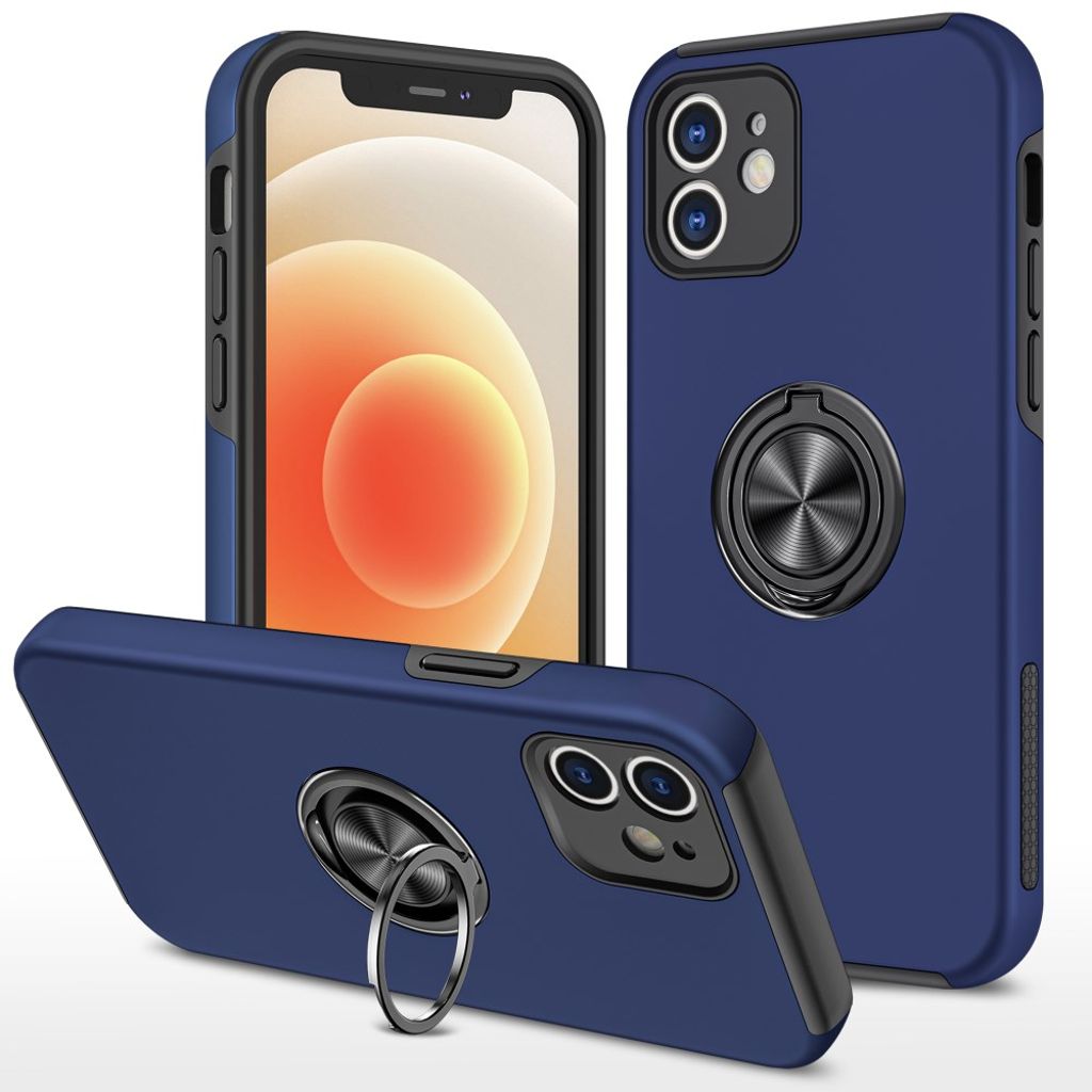IPhone 12 Mini skal with Ring holder – Dark blå