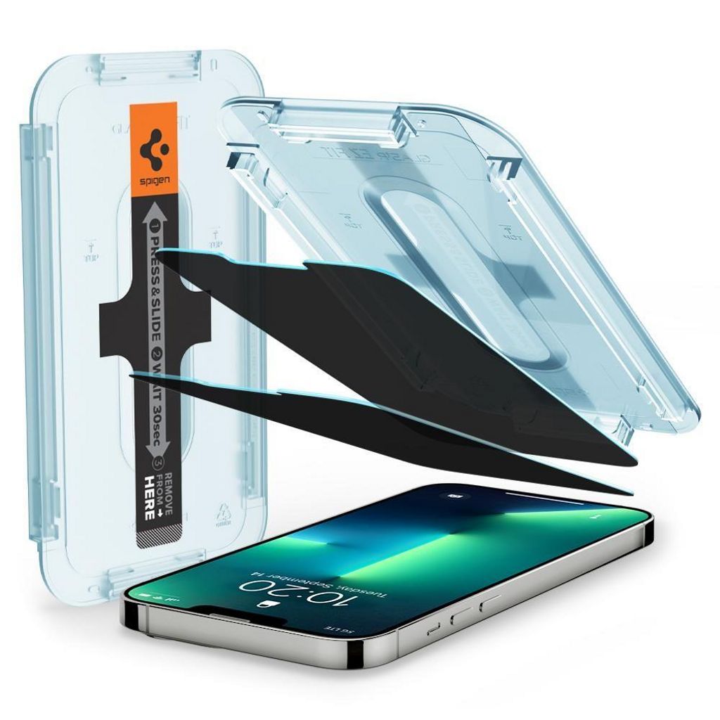 Spigen iPhone 13/ 13 Pro Tempered Glass Privacy Skärmskydd Glas.Tr "Ez Fit", 2-Pack