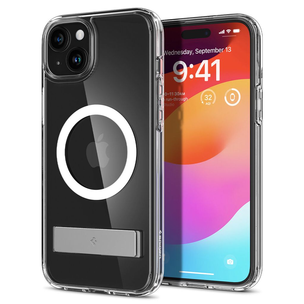 Spigen iPhone 15 Plus Ultra Hybrid skal S MagSafe skal With stativ – Crystal transparent