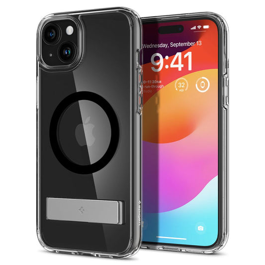 Spigen iPhone 15 Plus Ultra Hybrid Case S Magsafe Case With Stand - Black