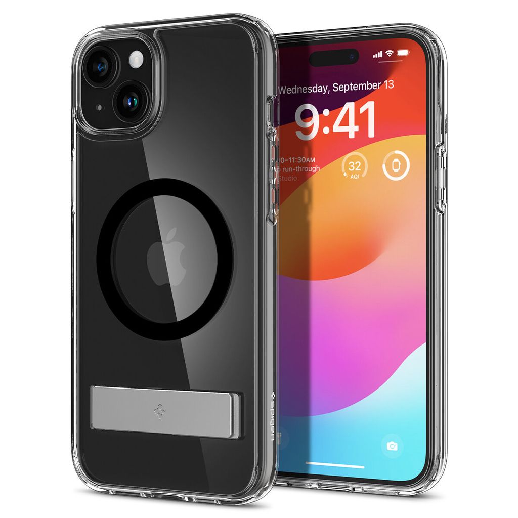 Spigen iPhone 15 Plus Ultra Hybrid skal S MagSafe skal With stativ – svart