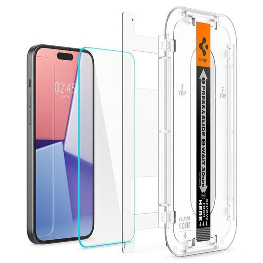 Spigen iPhone 15 Pro Glas.Tr "Ez Fit" skärmskydd härdat glas, 2-Pack – transparent