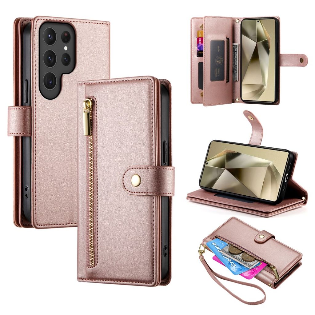 Samsung Galaxy S25 Ultra plånboksfodral with Strap – rosa