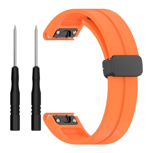 Garmin Fenix 7X/6X/6X Pro etc. Silicone Watch Band Magnetic Clasp - Orange