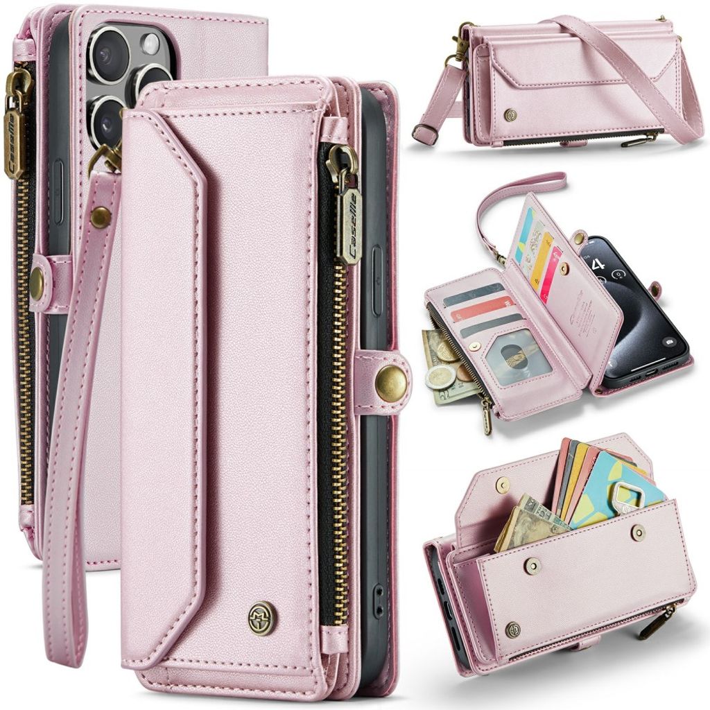 CASEME iPhone 15 Pro Max fodral med 10 Card Slots - rosa