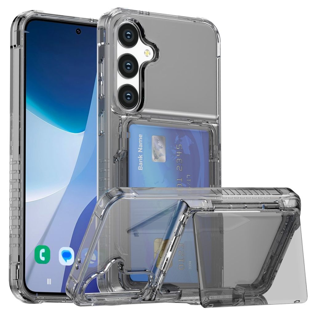 Samsung Galaxy S25 Plus Case  with Card Slot and Stand - Transparent Black
