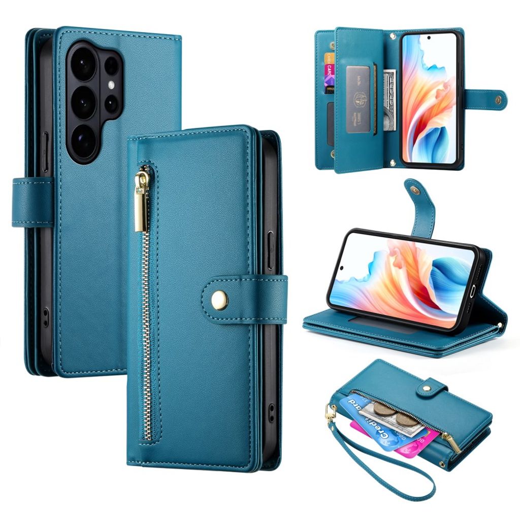 Samsung Galaxy S26 Ultra plånboksfodral with Detachable Straps – blå
