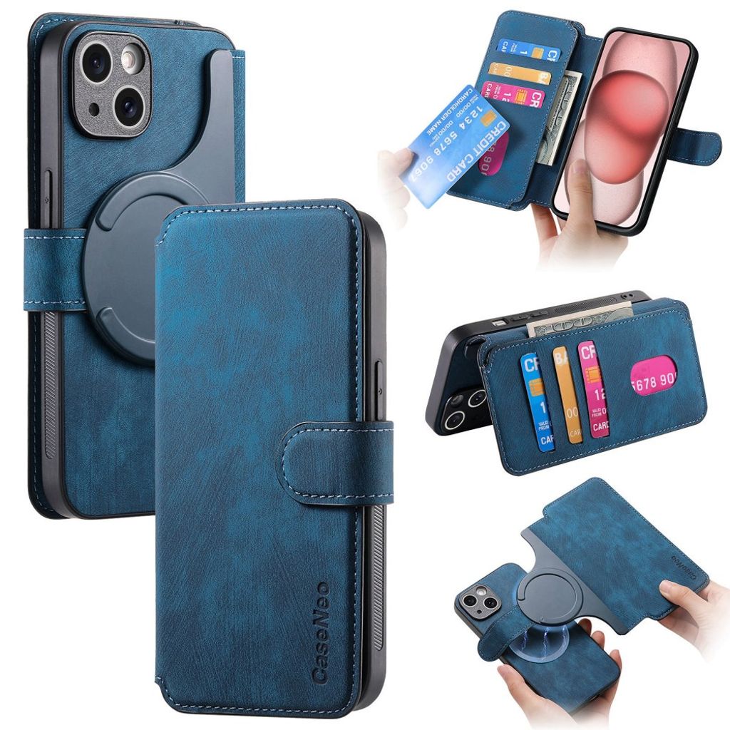 Caseneo MW-03 iPhone 13 Wallet Cover - Dark Blue