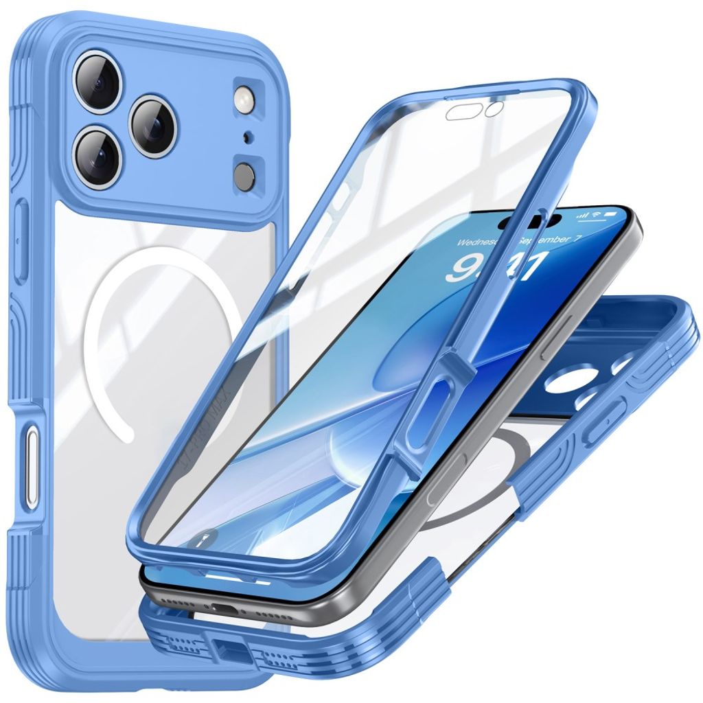 IPhone 17 Pro skal + skärmskydd – blå