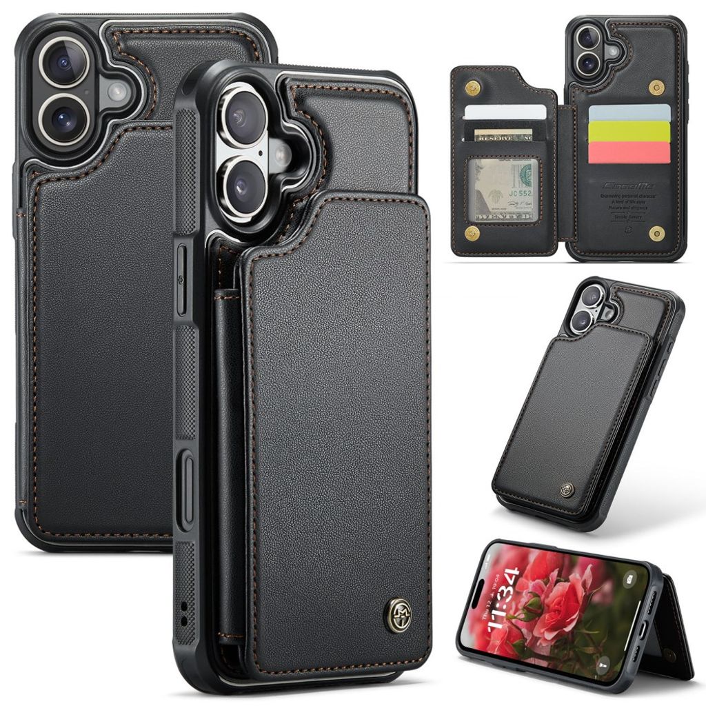 CASEME iPhone 16 Plus skal with 5 kortfack – svart
