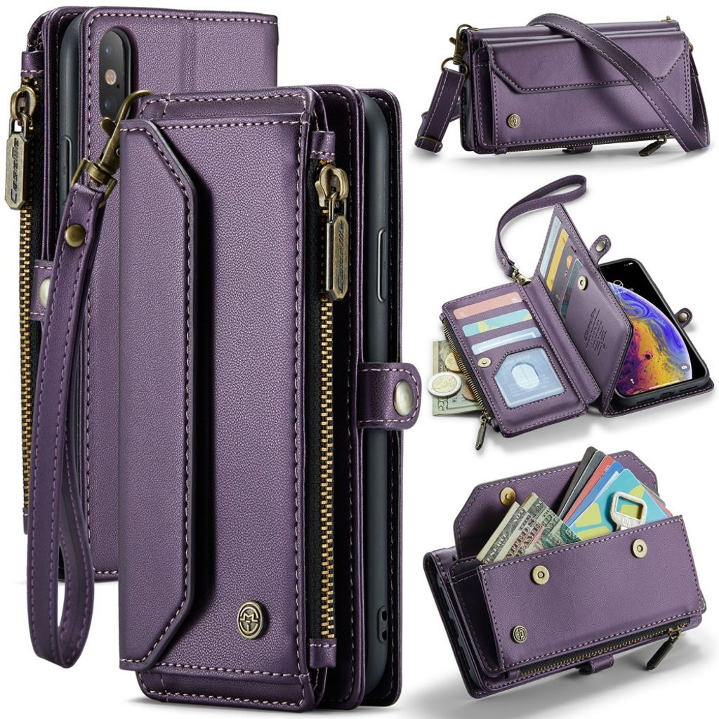 iPhone XS Max CASEME C36 Wallet Fodral Multiple Card Slots - Purple