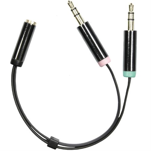 Deltaco Audio adapter, 3.5mm ho to 3.5mm microphone ha and 3.5mm stereo ha