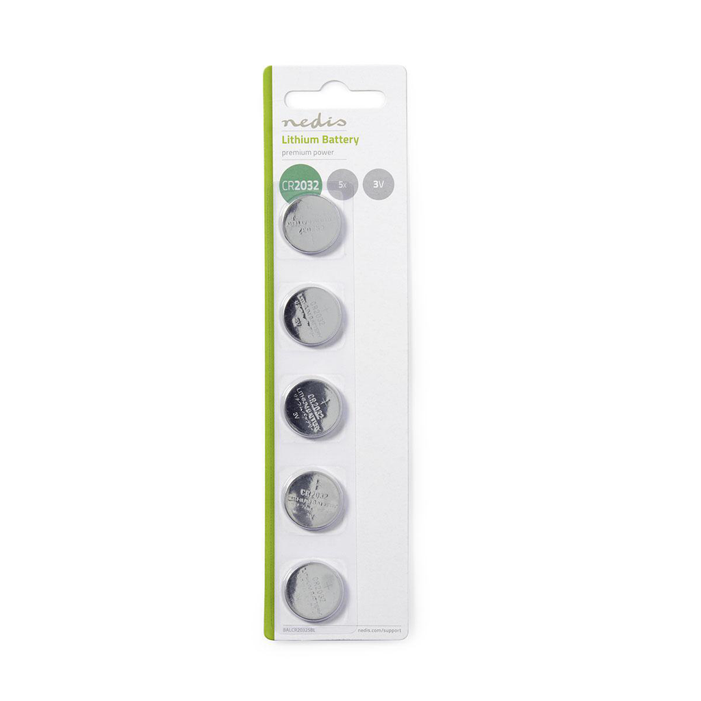 Nedis Button cell battery CR2032, 3V, 5-pack