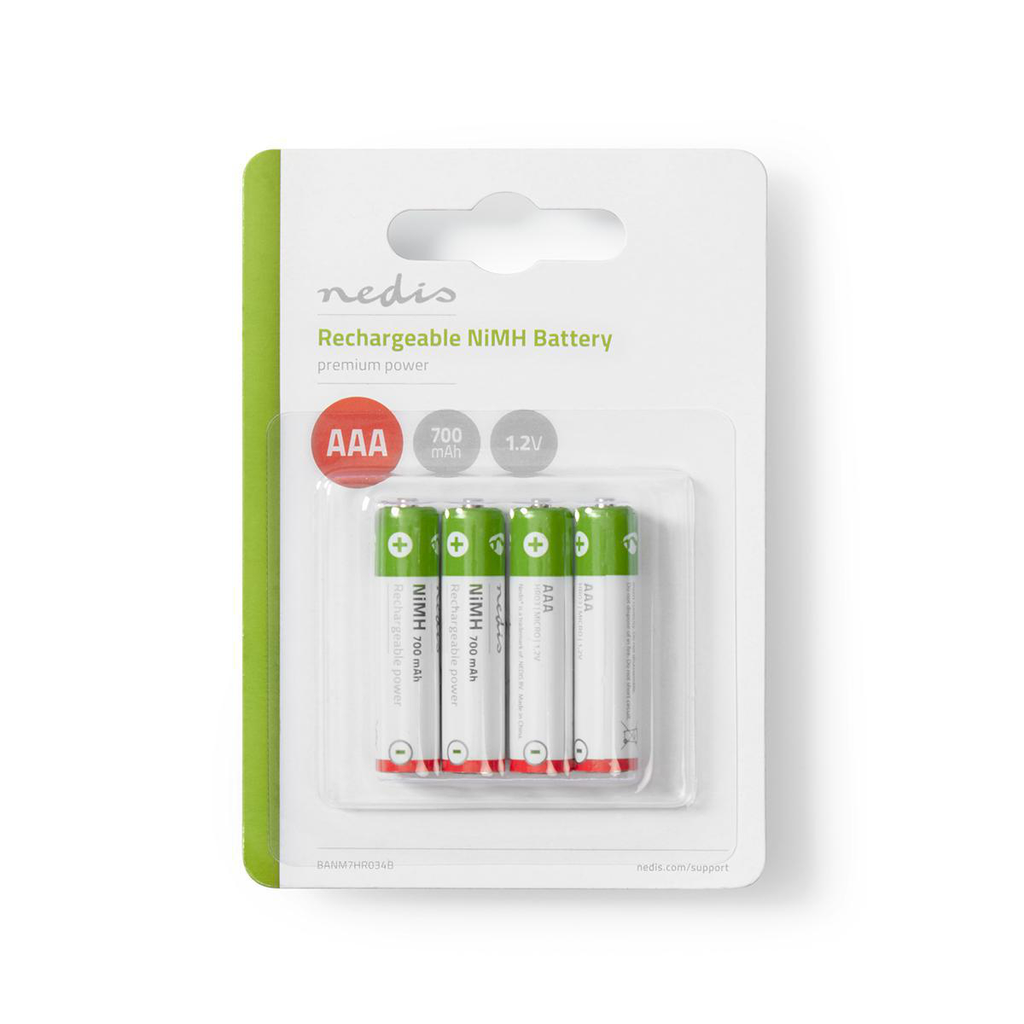 Nedis Rechargeable Ni-MH Batteries AAA, 1.2V, 4-pack