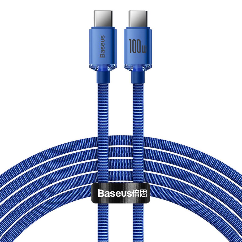 Baseus Crystal Shine USB-C to USB-C Charging kabel 100W, 2m - blå