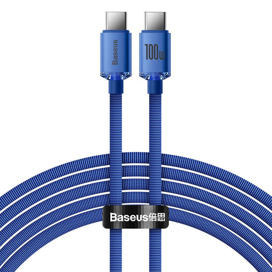 Baseus Crystal Shine USB-C to USB-C Charging kabel 100W, 2m - blå