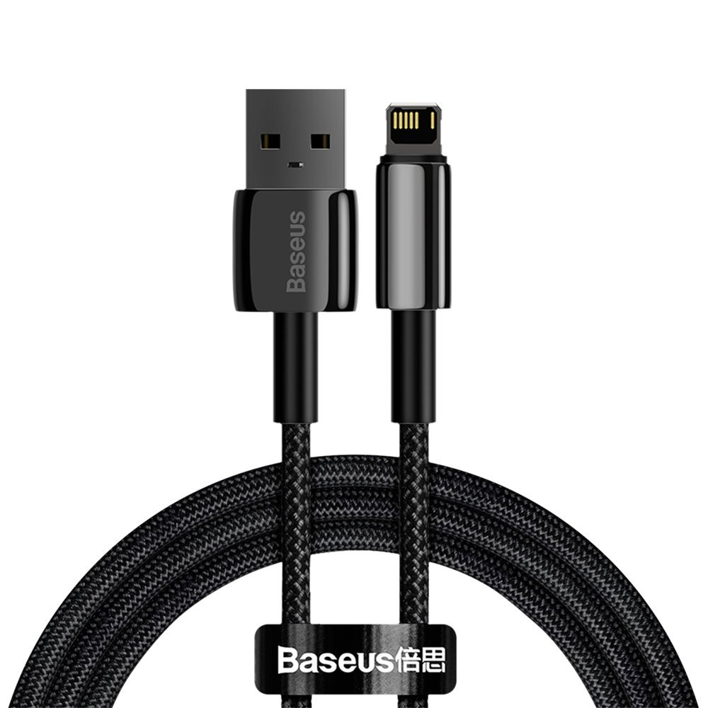 Baseus Tungsten guld USB-A to Lightning 2.4A, 1m - svart