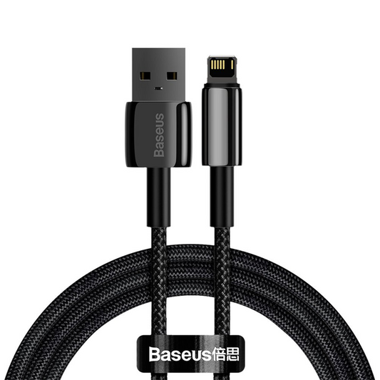 Baseus Tungsten guld USB-A to Lightning 2.4A, 1m - svart