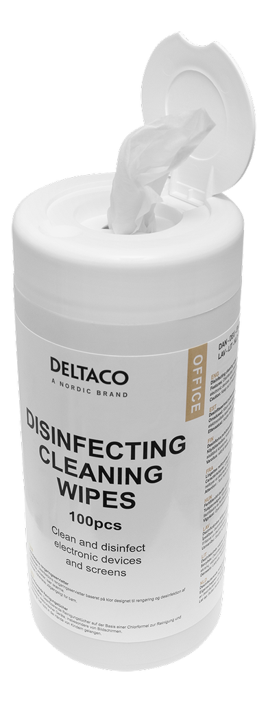 Deltaco OFFICE Antibacterial Cleaning Wipes for Screen, 100pcs