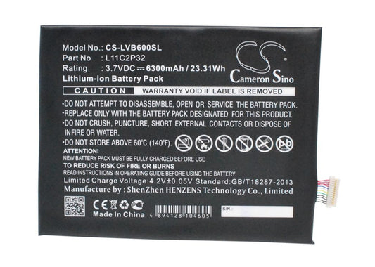 Battery for Battery L11C2P32 for Lenovo, 3.7V, 6300mAh