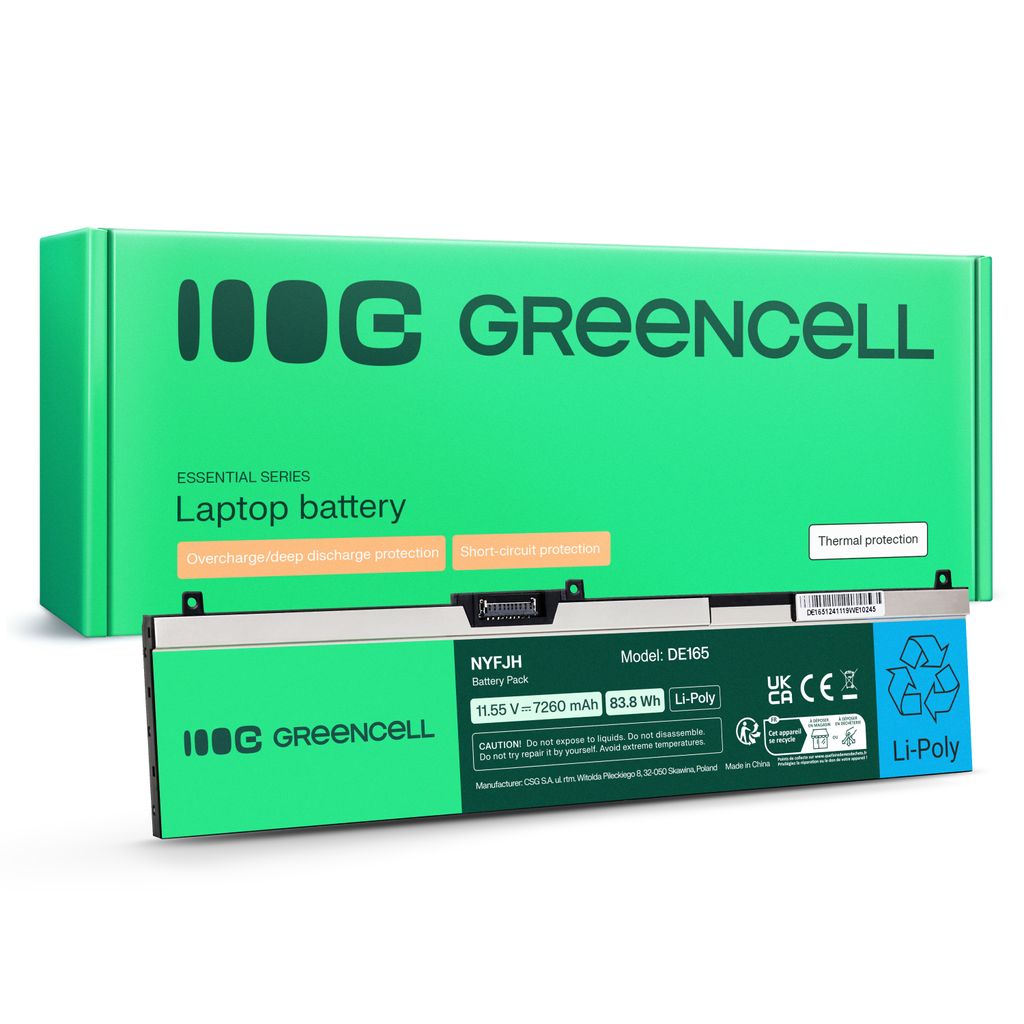 Green Cell Battery NYFJH-6C 0NYFJH 0RY3F9 0VRX0J for Dell Precision 15 7530 etc
