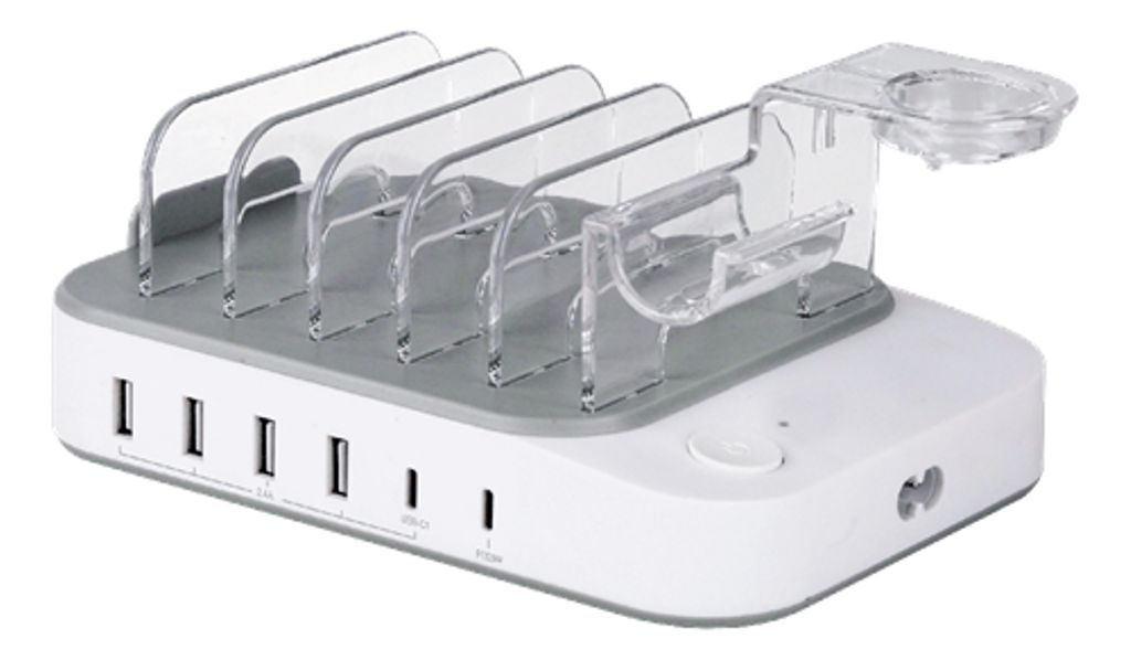 DELTACO USB-laddstation, 4xUSB-A, 2xUSB-C, 50W - vit