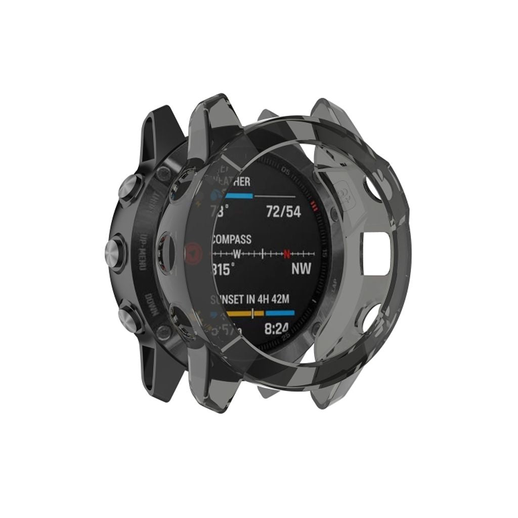 Garmin Fenix 6/ 6 Pro Transparent Skal till Smartklocka i TPU - Svart