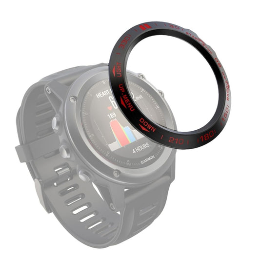 Garmin Fenix 3/3 HR Steel Ring - Black/Red