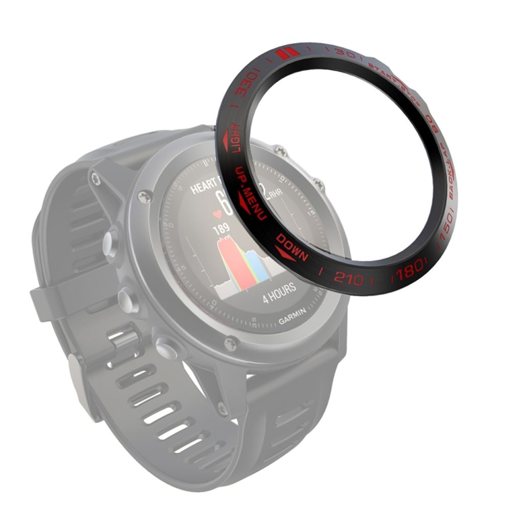 Garmin Fenix 3/3 HR Steel Ring - Black/Red