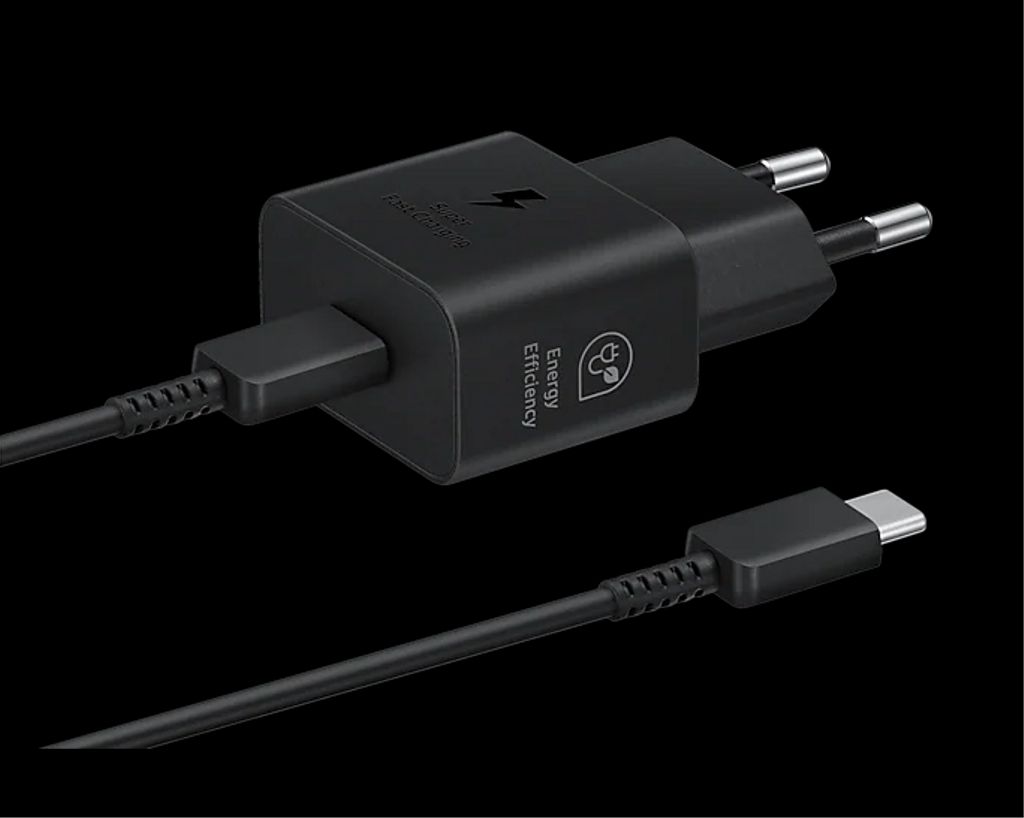 Samsung Quick charger, USB-C, 25W, with data cable – svart