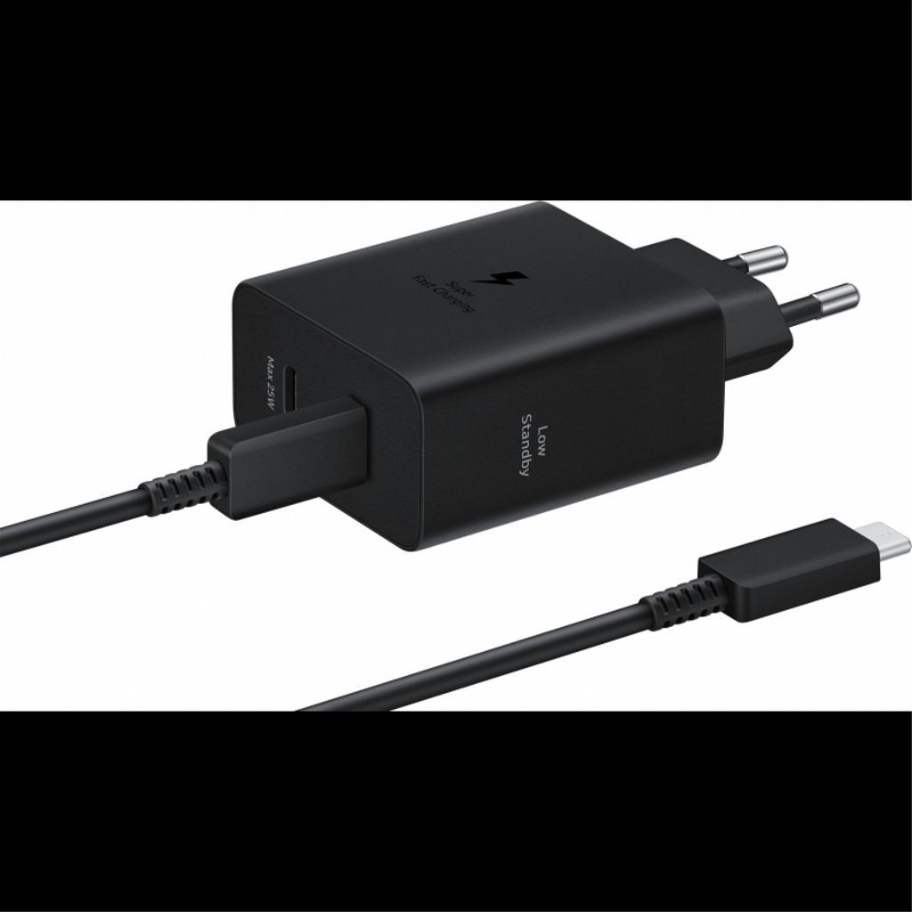 Samsung 50W travel charger Duo 3A, 2 x USB-C with USB-C cable – svart