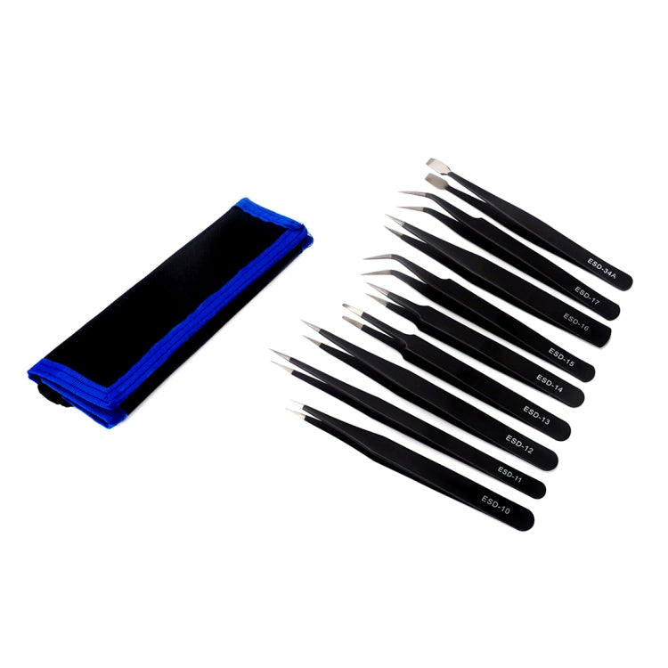 Metal tweezers set, 9 pcs