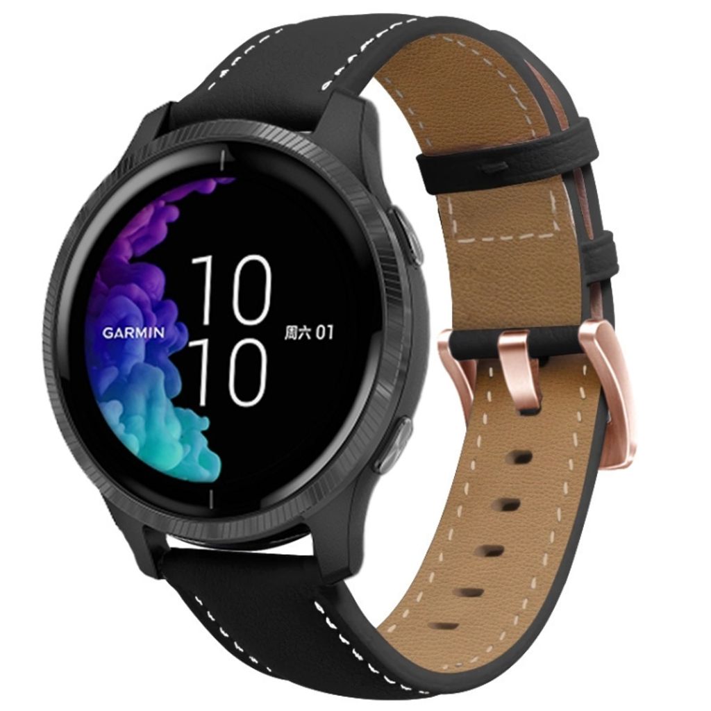 Garmin Forerunner 265S / 255S / Venu 2S Leather Watch Band - Black