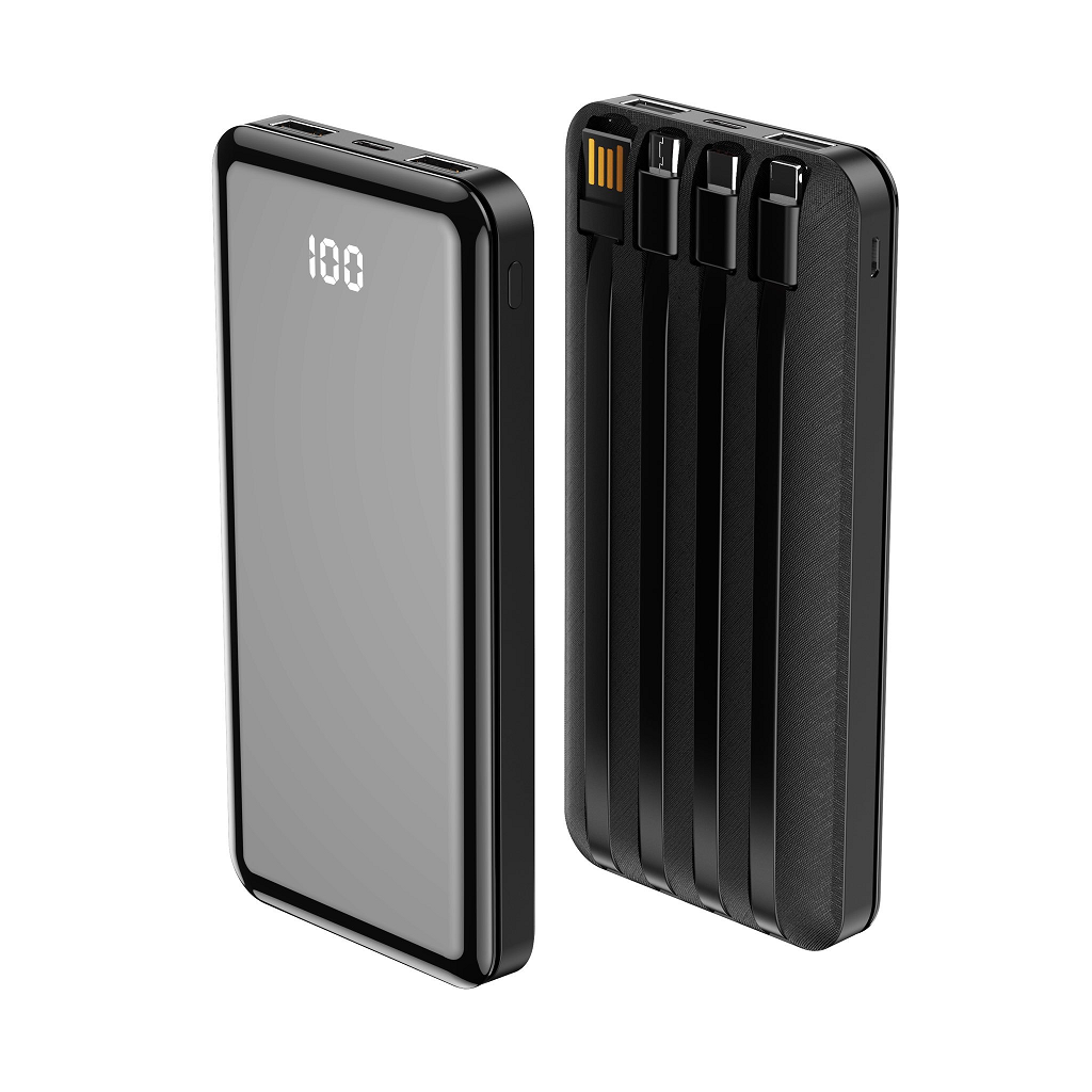 Forever TB-411 powerbank med USB-C + Lightning + Micro-USB Kablar - 10000mAh