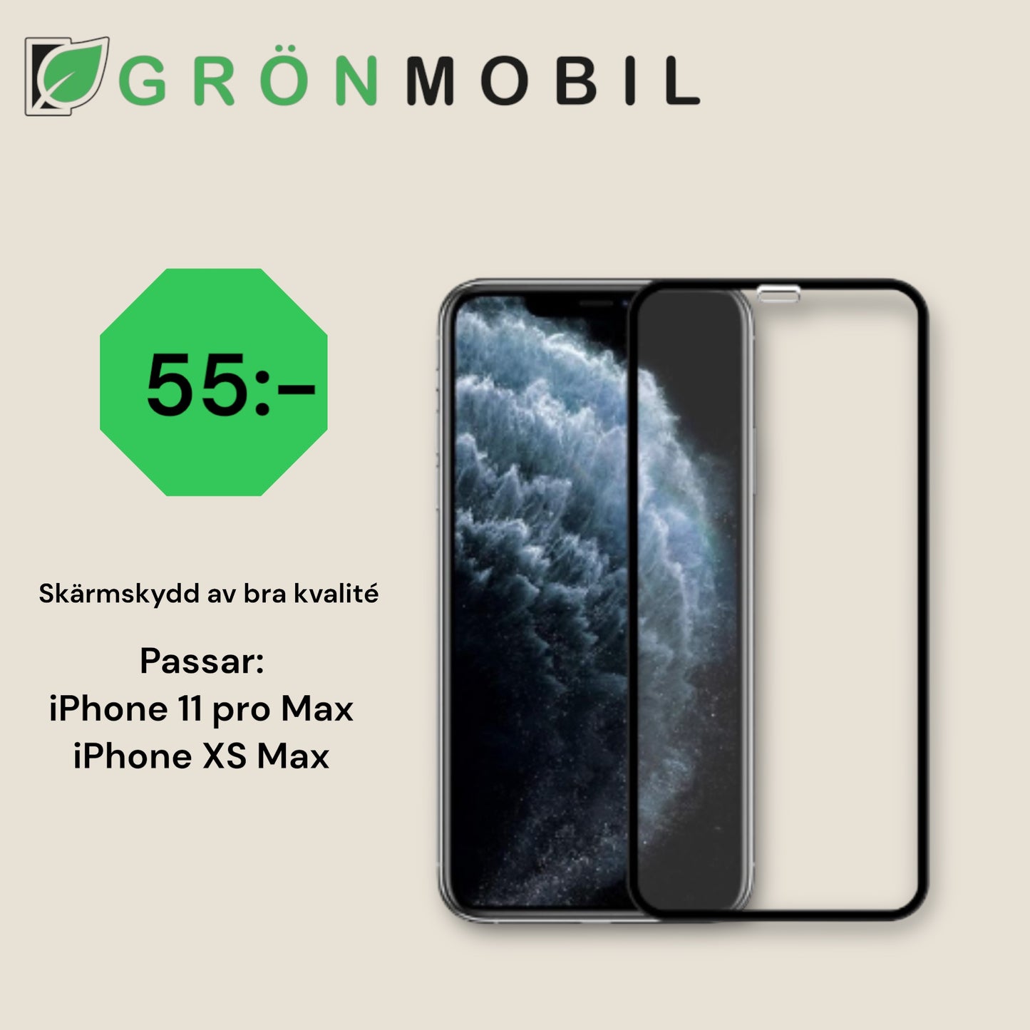 Skärmskydd iPhone 11 Pro Max/XS Max - 3D Härdat Glas Svart (miljö)