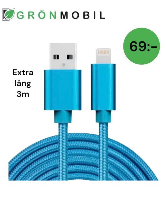 SiGN USB cable Lightning for iPhone & iPad, 3A, 3m - Blue/Nylon