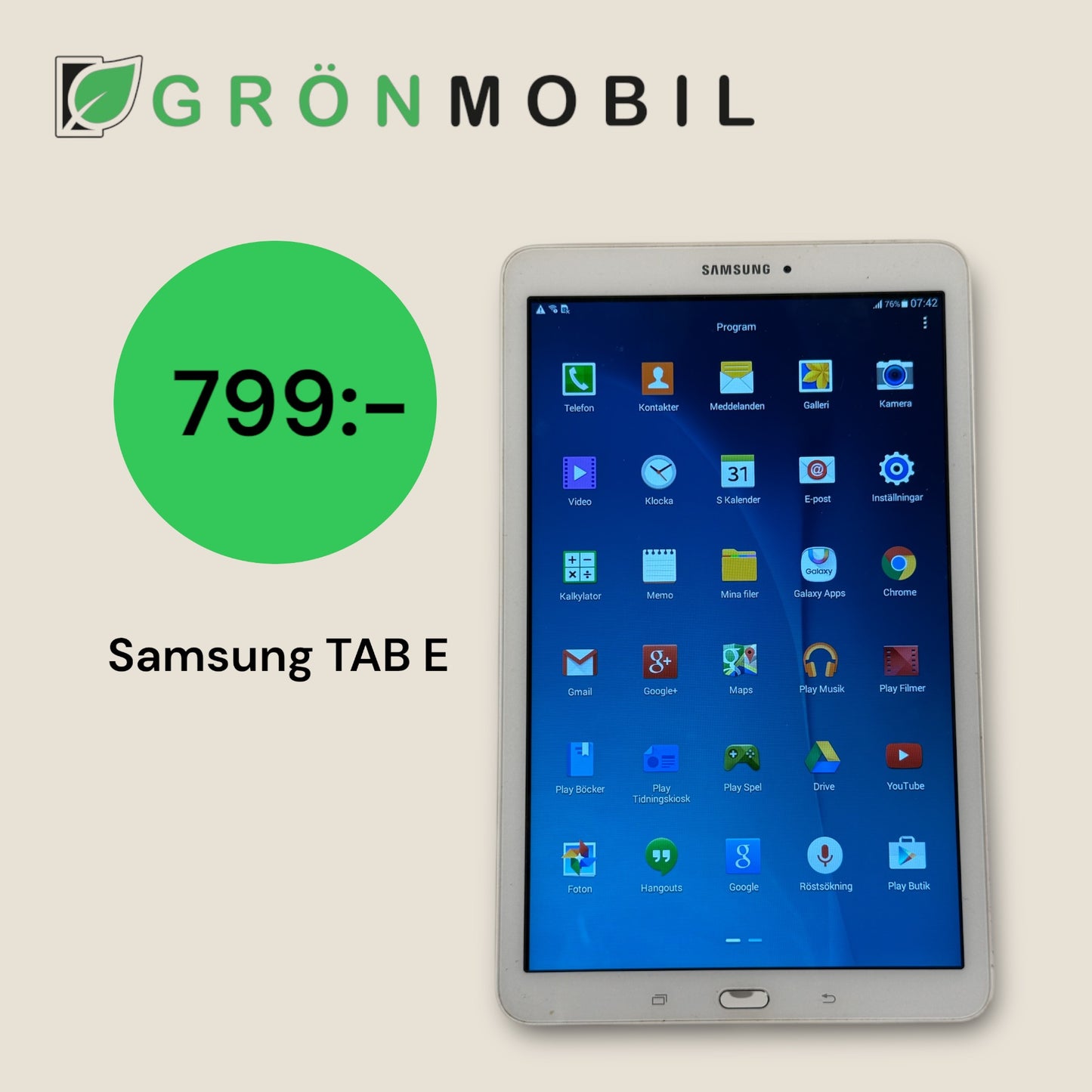 Samsung Galaxy Tab E – Begagnad i Fint Skick