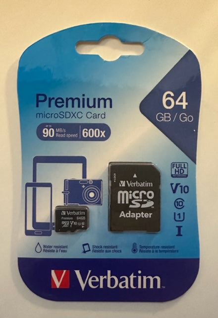 Verbatim minneskort, microSDXC, 64GB, micro Secure Digital