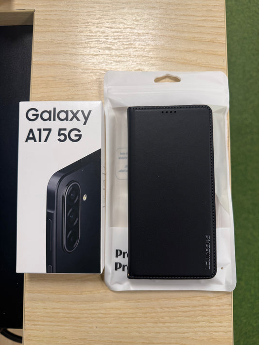 Samsung Galaxy A17 5g 128gb svart + Plånboksfodral av bra kvalité