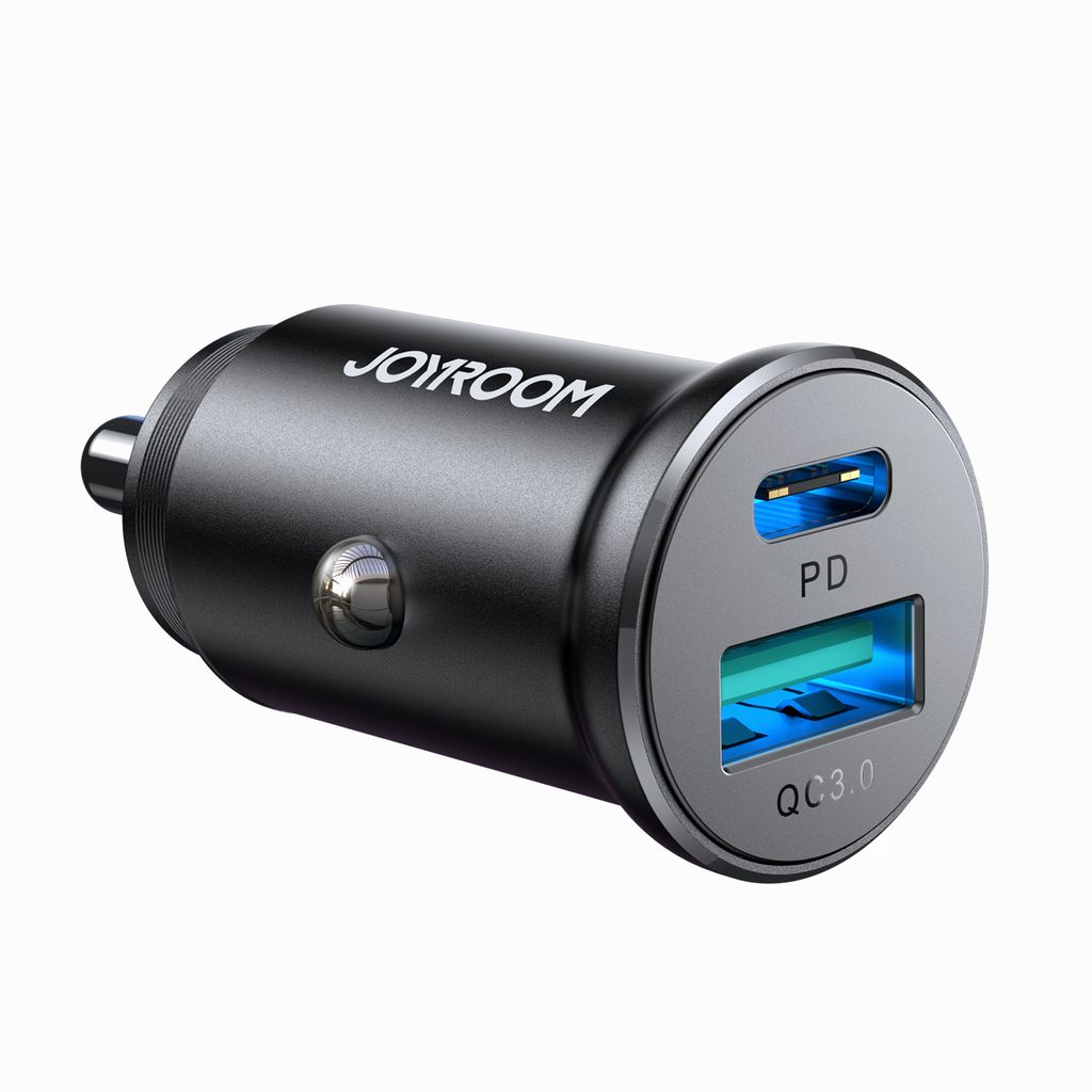 Joyroom Mini Car laddare USB-A och USB-C 30W, PD