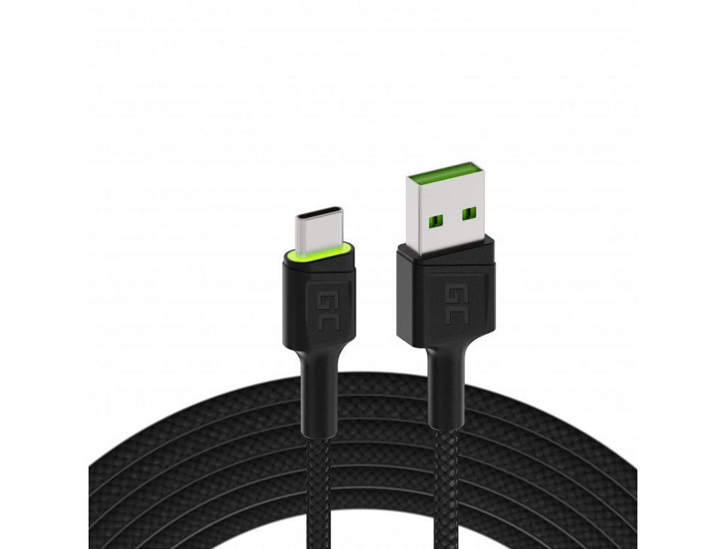 Green Cell Cable Ray USB-A - USB-C Green LED 2m QC 3.0 fast charging