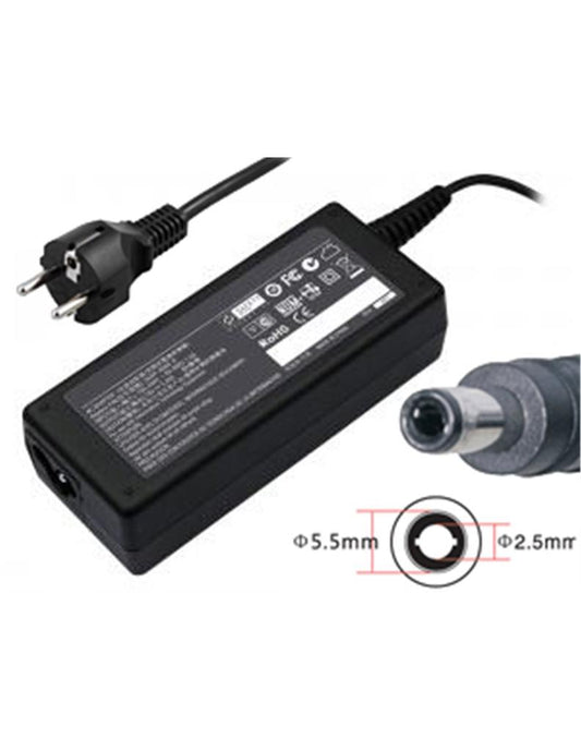Computer charger 5.5x2.5mm, 19V 3.42A 65W - Black