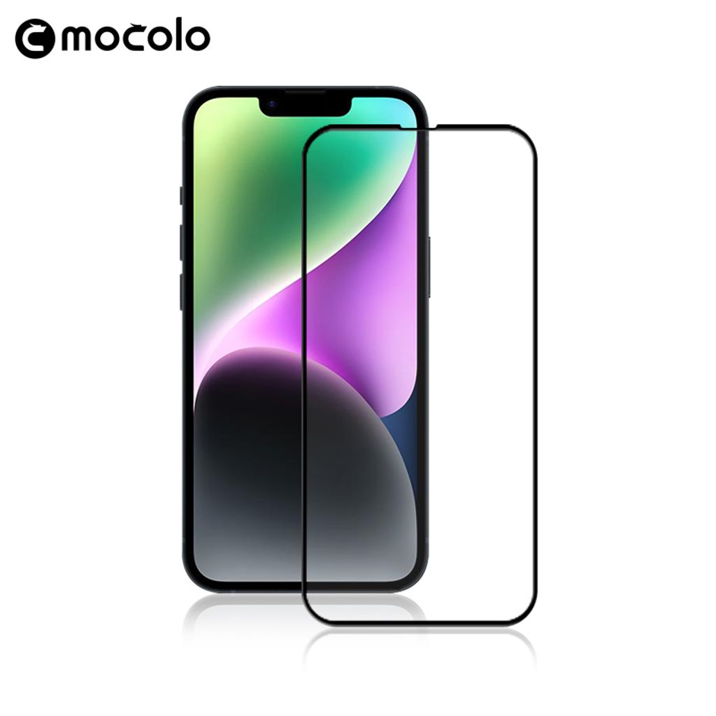 MOCOLO skärmskydd in 2.5D härdat glas for iPhone 15 – svart Frame