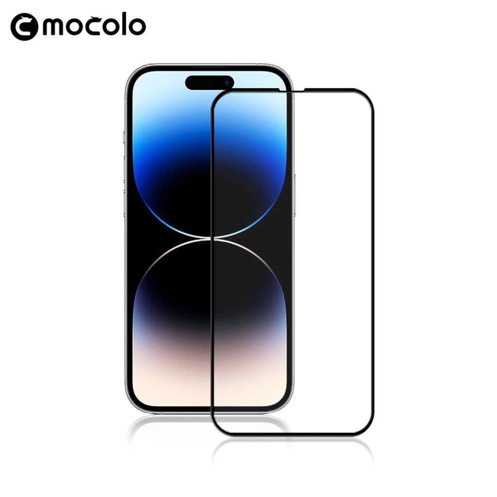 MOCOLO skärmskydd in 2.5D härdat glas for iPhone 15 Pro Max – svart Frame