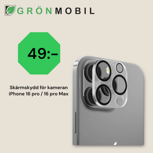 iPhone 16 Pro/16 Pro Max Kameraskydd Härdat Glas